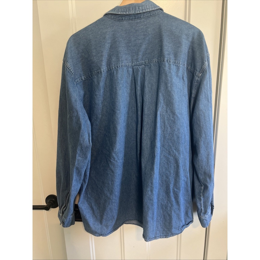 Vintage 90s Denim Christmas Button Shirt XXL 20 Embroidered Teddy Bears Gifts - Picture 6 of 6